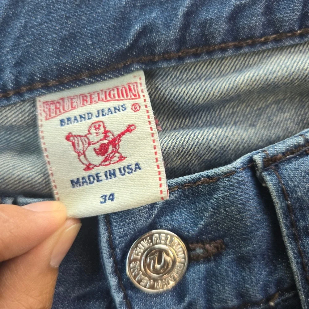 True Religion Ricky Mens Blue Straight Leg Jeans Made in USA MB8859BA Size 34
